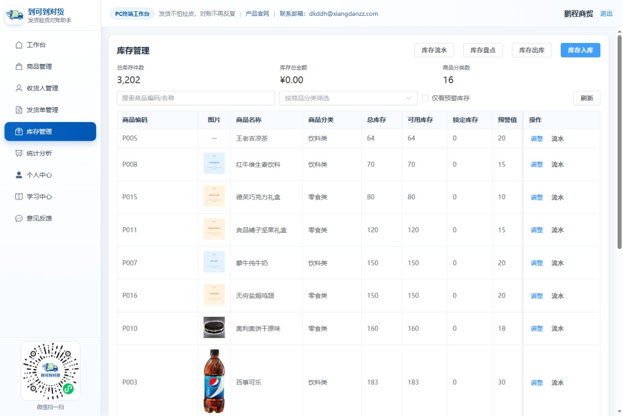 PC端库存管理列表