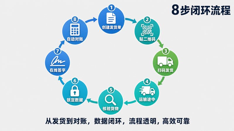 发货对账完整流程图-8步数字化闭环