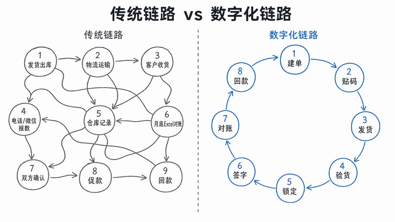传统发货vs数字化发货流程对比图
